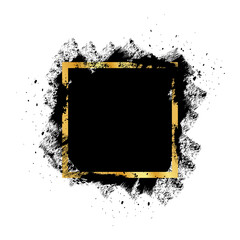 Fototapeta na wymiar Black grunge with Golden frame vector, Collection of Grunge background, Spray Paint Elements, Black splashes set, Dirty artistic design elements, ink brush strokes, Vector illustration.