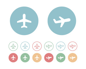 Fototapeta premium 飛行機のアイコンのセット／シルエット／素材／交通