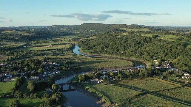 Aerial view of the Welsh town Caerleon in Wales, home of the Roman Amphitheatre