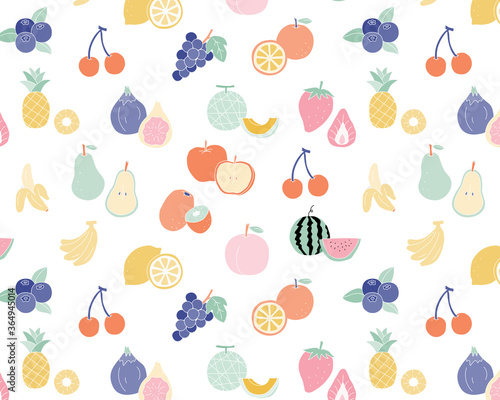 手書きのフルーツのパターン 果物 おしゃれ 背景素材 Wall Mural Yugoro