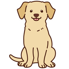 Outlined cream Labrador sitting front view