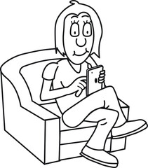 young girl woman lady female using her mobile sitting on a coach student learner trainer teacher technology