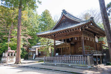 Himure Hachimangu shrine in Omihachiman, Shiga, Japan. The shrine was originally built in 131.