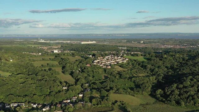 Aerial view of the Welsh town Caerleon in Wales, home of the Roman Amphitheatre
