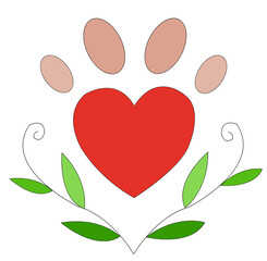 heart pads on paws leaves