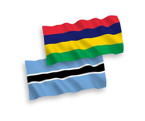 Flags of Mauritius and Botswana on a white background