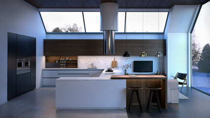 Modern luxury kitchen interior design front view