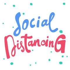 Social distancing. Covid-19. Sticker for social media content. Vector hand drawn illustration design. 