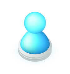 Realistic Cute Pawn Icon on White Background . Isolated Vector Illustration