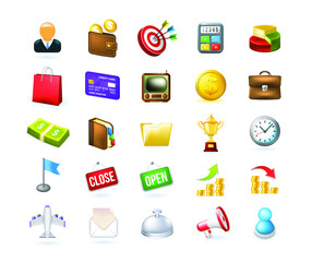 Set of 25 Realistic Cute Business Icons on White Background . Isolated Vector Illustration