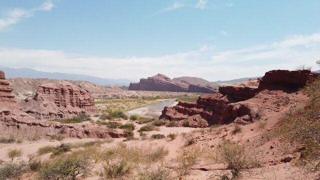 The hills and rocky peaks of the Quebrada de las Conchas near Salta in Argentina