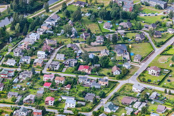 aerial view over the town Carnikava (Latvia)