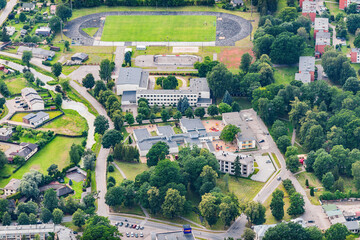 Fototapeta premium aerial view over the town Carnikava (Latvia)