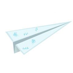  origami paper airplane isolated on white background.  schoolchildren play. back to school. vector illustration in flat style. 