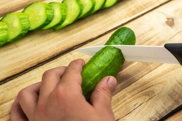 Cucumbers on a wooden surface