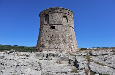 Fototapeta na wymiar Santa Cesarea Terme - Torre Miggiano dalla scogliera