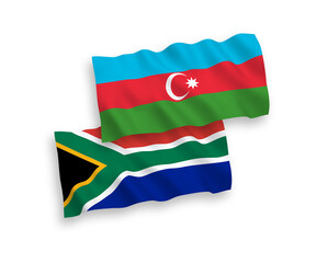 Flags of Azerbaijan and Republic of South Africa on a white background