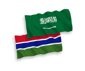 Flags of Saudi Arabia and Republic of Gambia on a white background