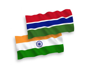 Flags of India and Republic of Gambia on a white background