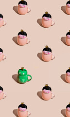 seamless pattern princess and frog