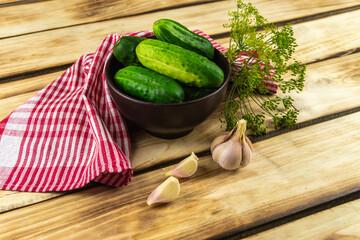 Cucumbers on a wooden surface