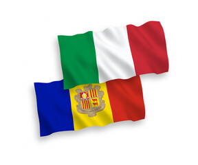 Flags of Italy and Andorra on a white background
