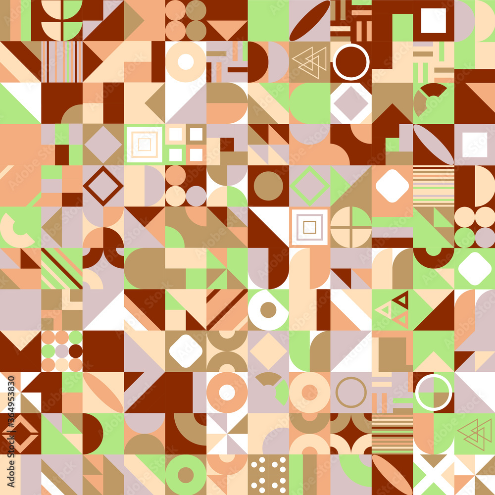 Aufkleber abstract multicolored geometric pattern. different geometric figures background. flat minimal style.