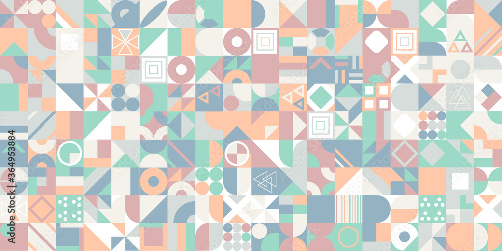 Aufkleber abstract multicolored geometric pattern. different geometric figures background. flat minimal style.