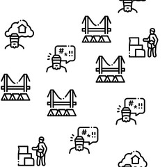 Homeless Beggar People Seamless Pattern Vector Thin Line. Illustrations