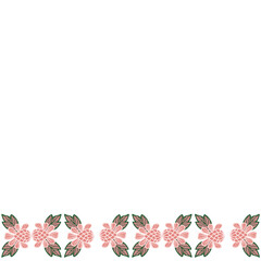 Vector seamless vintage pink floral border