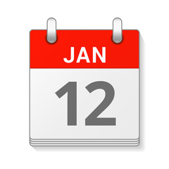January 12 isolated vector calendar icon symbol