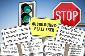 Schilder, Ausbildungsplatz frei