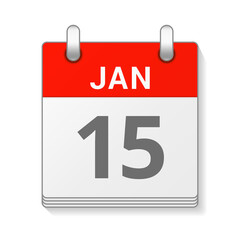 January 15 isolated vector calendar icon symbol
