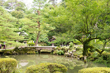 Fototapeta na wymiar Kenrokuen Garden in Kanazawa, Ishikawa, Japan. Kenroku-en is one of the Three Great Gardens of Japan, a famous historic site.
