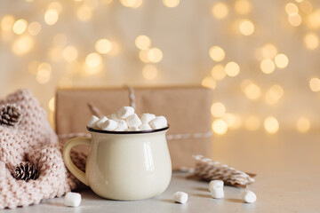 Set with white mug for mockup. The mug with the christmas decorations.