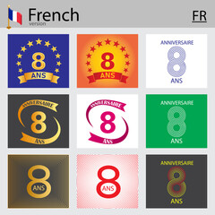 French set of number 8 templates