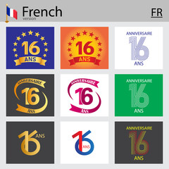 French set of number 16 templates