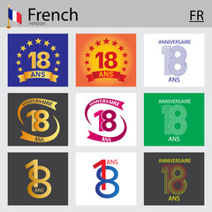French set of number 18 templates