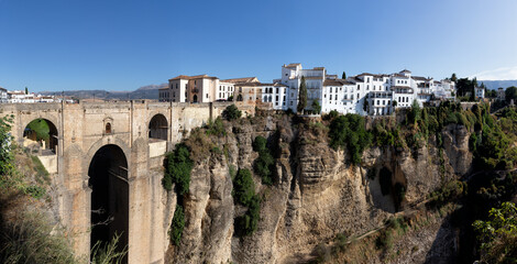 The famous Puente Nuevo over the gorge El Tajo in Ronda, one of the famous white towns of Andalusia, Spain.