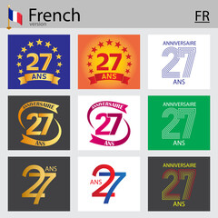 French set of number 27 templates