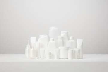 White plastic packaging still life