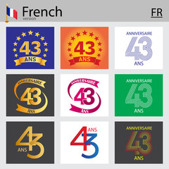 French set of number 43 templates