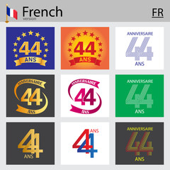 French set of number 44 templates