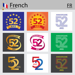 French set of number 52 templates