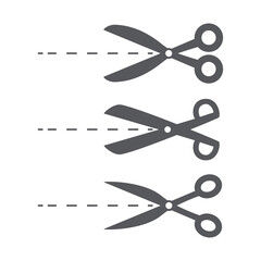 Scissors icon set vector isolated on white background. Flat scissors icons for web site, app, label, logo and design template. Creative art concept, vector illustration