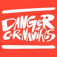 Coronavirus Danger. Covid-19. Sticker for social media content. Vector hand drawn illustration design. 
