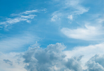 Fototapeta na wymiar Cloudy blue sky abstract background, blue sky background with tiny clouds