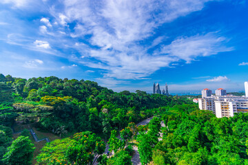 Singapore building business city and Modern Architecture with tourist on around town. decoration image contain certain grain noise and soft focus.