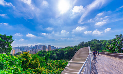 Singapore building business city and Modern Architecture with tourist on around town. decoration image contain certain grain noise and soft focus.
