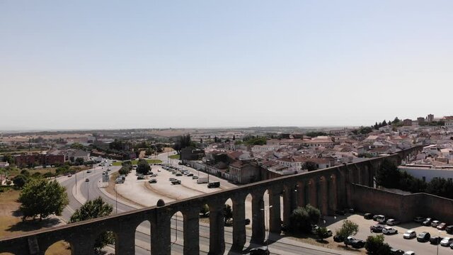 Aerial view of the aqueduct in the south of Evora